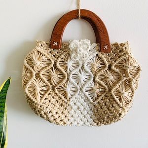 Handcrafted Beige and White Mini Bag